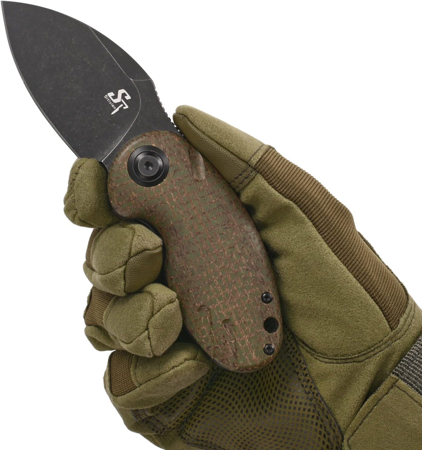 Sitivien ST153 Pocket Folding Knife,Sandvik 14C28N Black Stonewashed Blade with Micarta Handle,Chinese Zodiac Series EDC Tool Knifes Utility Knife for Camping Hunting Survival Hiking(Green) … …