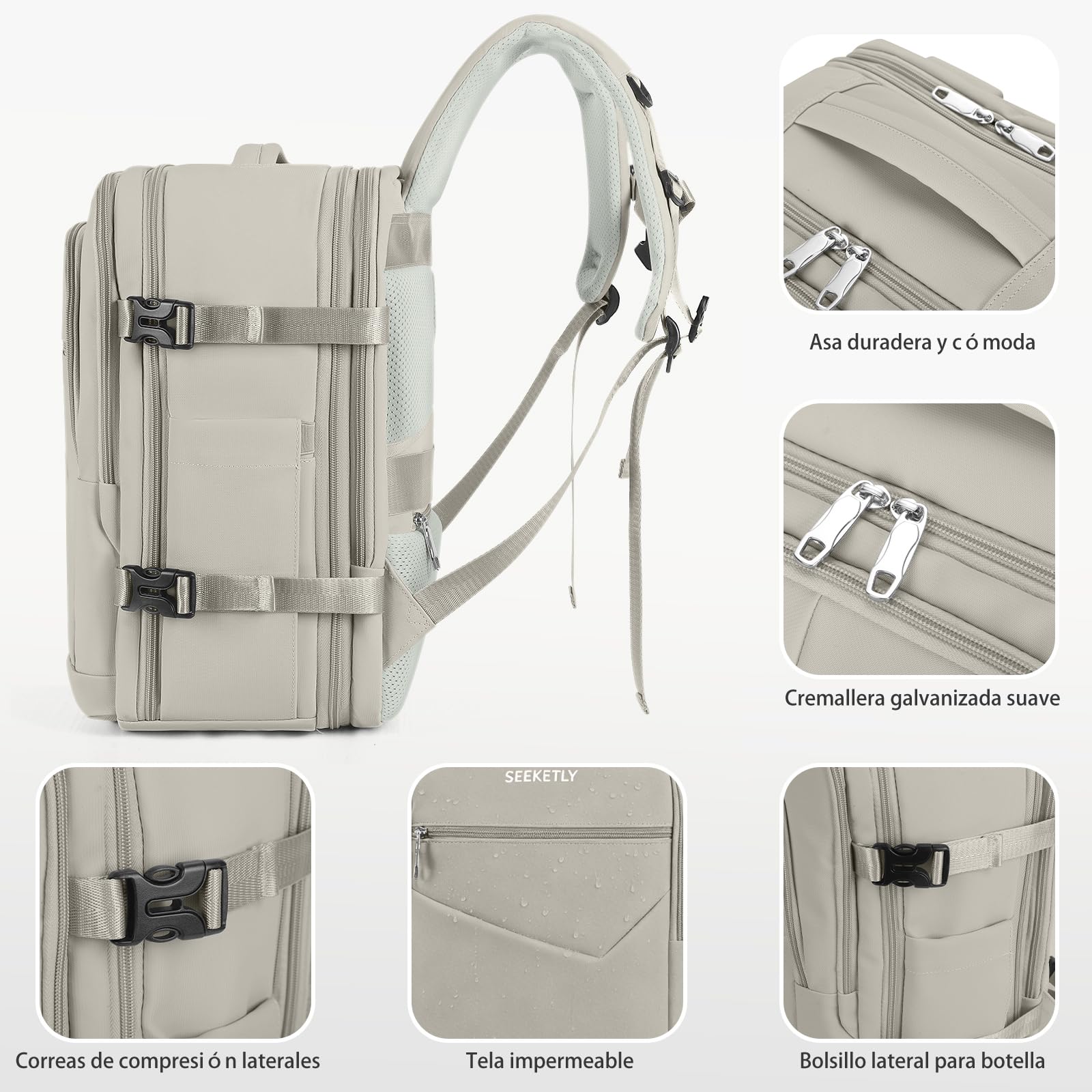 Mochila 40x30x20 Expandible 40x30x25 para Ryanair,Vueling, Wizz Air, Mochila Viaje Cabina Avión Mujer y Hombre, Equipaje de Mano con Compartimento Portátil 15.6", Mochila Antirrobo