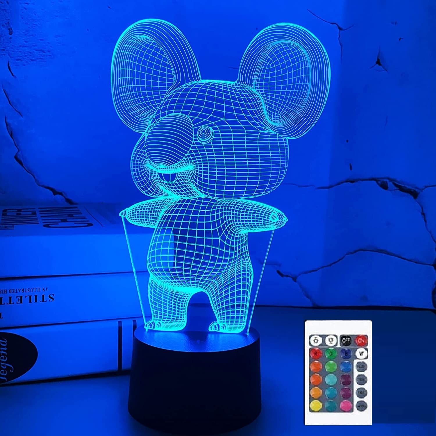 SUPERRUIDALONG 3D Lamp Koala Animal Night Light with Remote Control 16 Color Home Decoration Gift for Kids