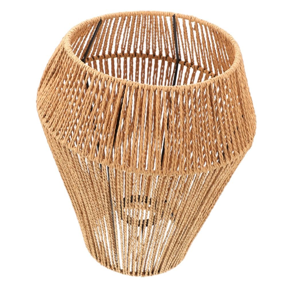 Plookyoe As Shown Woven Chandelier Shade Rattan Lampshade For Home Table Lamp Lampshade Bedside Table Lamp Manual Paper Rope