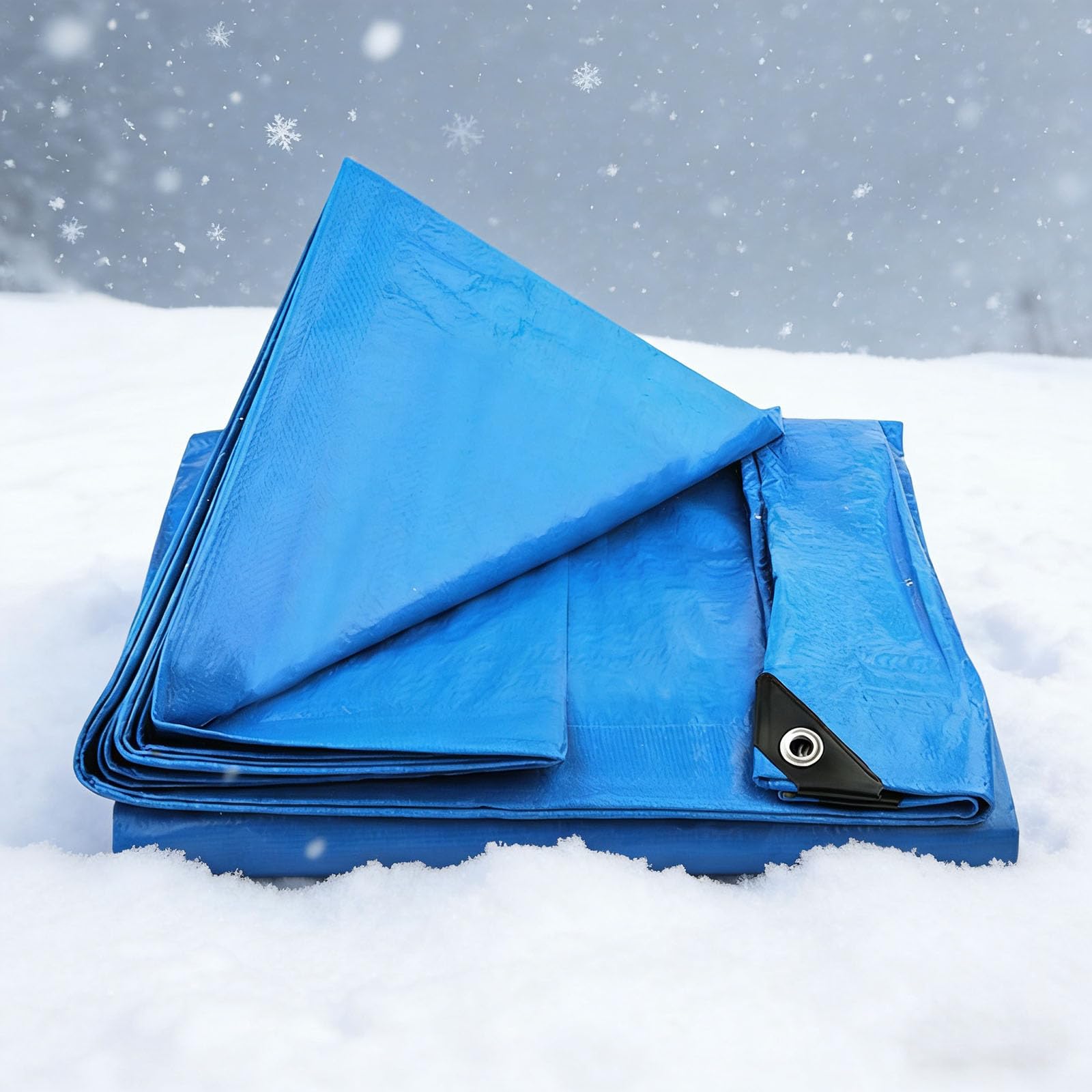 Tarpaulin Waterproof Heavy Duty 130 x 130 cm Weatherproof Windproof Uv-Resistant Tarp Sheet Cover Pe Material, Mould-Proof for Multipurpose Indoor Outdoor Protection, Blue