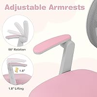 Vista 80 de GLACER Silla de escritorio para niños, silla de estudio giratoria de malla ajustable con ruedas, brazos, silla ergonómica para computadora con Verde