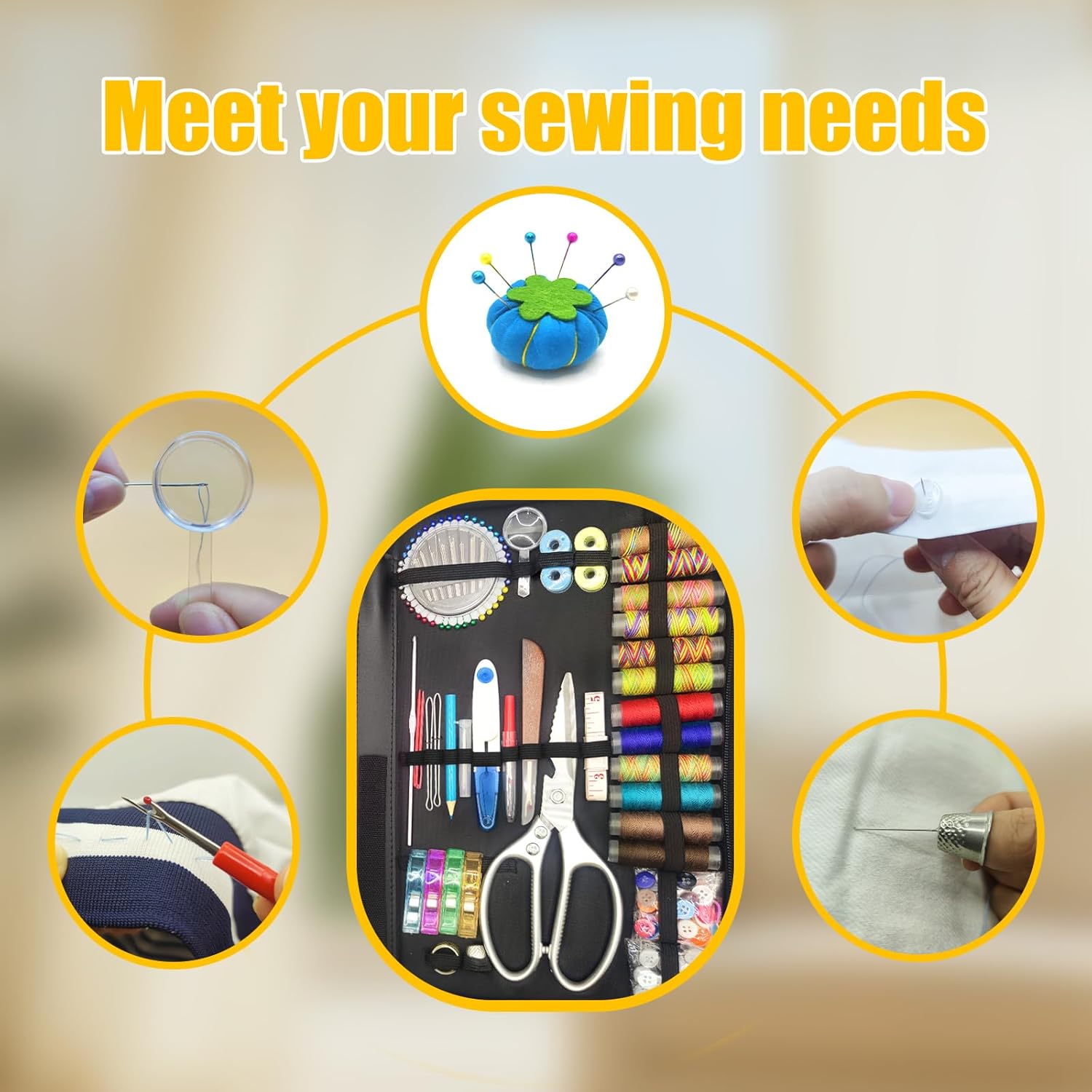 66 Color Sewing Kit for Adults,305 Pcs Sewing Thread Kit,Portable Needle and Thread Kit for Sewing,for Adults, Kids, Beginner, Home, Travel, Emergency Sewing Kits