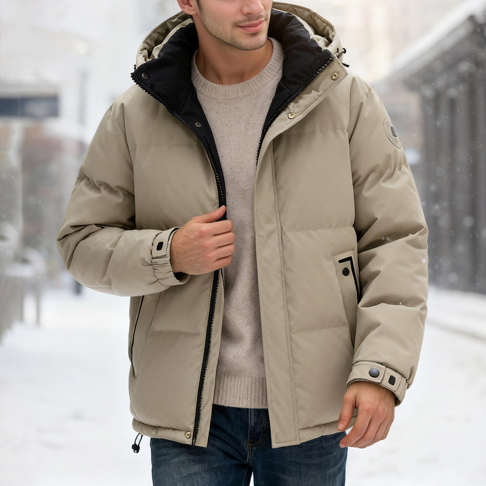 Piumino da uomo con cappuccio spessa e calda giacca trapuntata autunno inverno piumino imbottito giacca invernale casual outdoor campeggio escursionismo giacca termica corsa