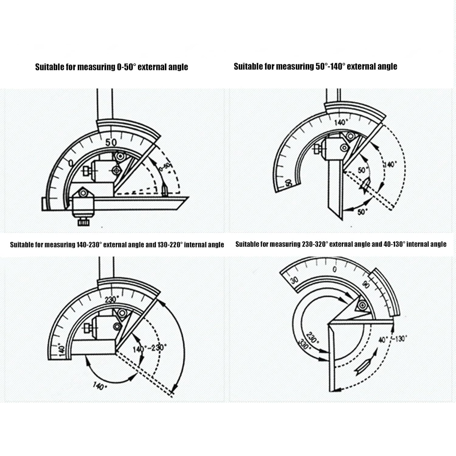Universal Bevel Protractor Angle Finder 0 to 320° Universal Vernier Bevel Protractor Exactness Angle Measuring Ruler Tools Fine Tuning for Woodworking Carpenter Measuring Ruler (Stainless Steel