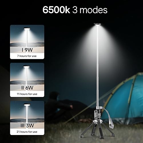 Miniatura 8 de Luz telescópica para campamento, linterna de campamento recargable con batería de 20000 mAh, luz de campamento portátil al aire libre impermeable