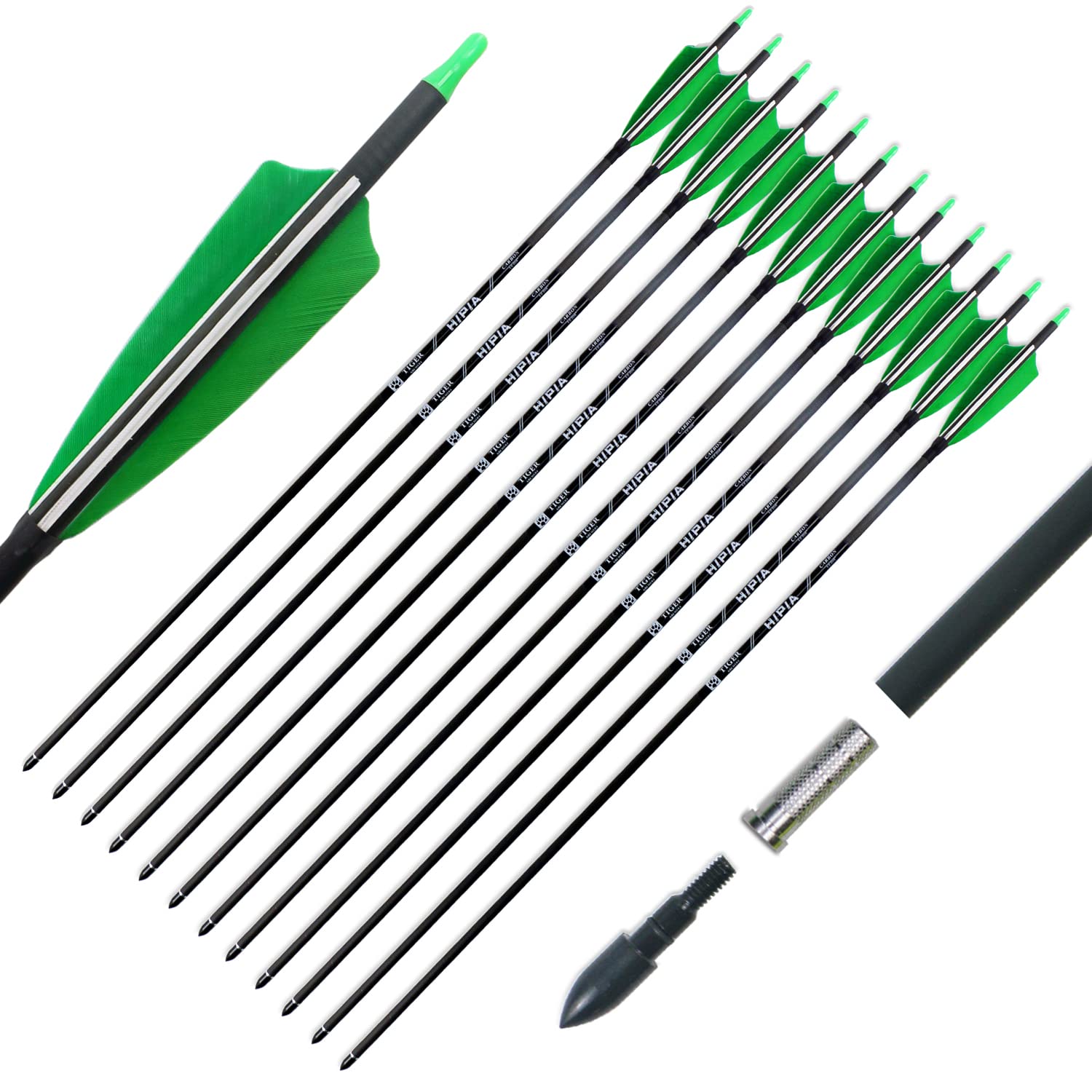Tiger Archery 30" Carbon Hunting Arrows Archery Target Practice Arrows