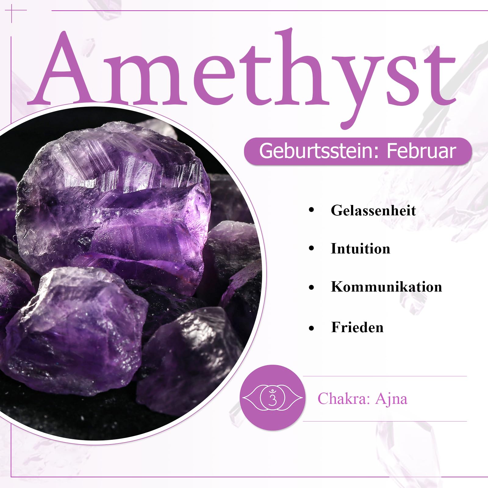 mookaitedecor Amethyst Yoni Eier Set mit 3 Größen, Kristall Yoni Ei Massage Steine für Frauen zum Trainieren von Beckenmuskeln Kegel-Übung, Kleine Größe