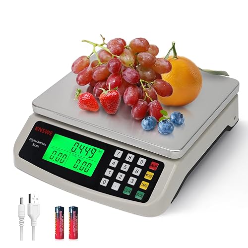 Miniatura 1 de Báscula comercial de alimentos 88.2 lbs Báscula digital grande de cocina para hornear pan carne peso peso calculador escala de acero inoxidable