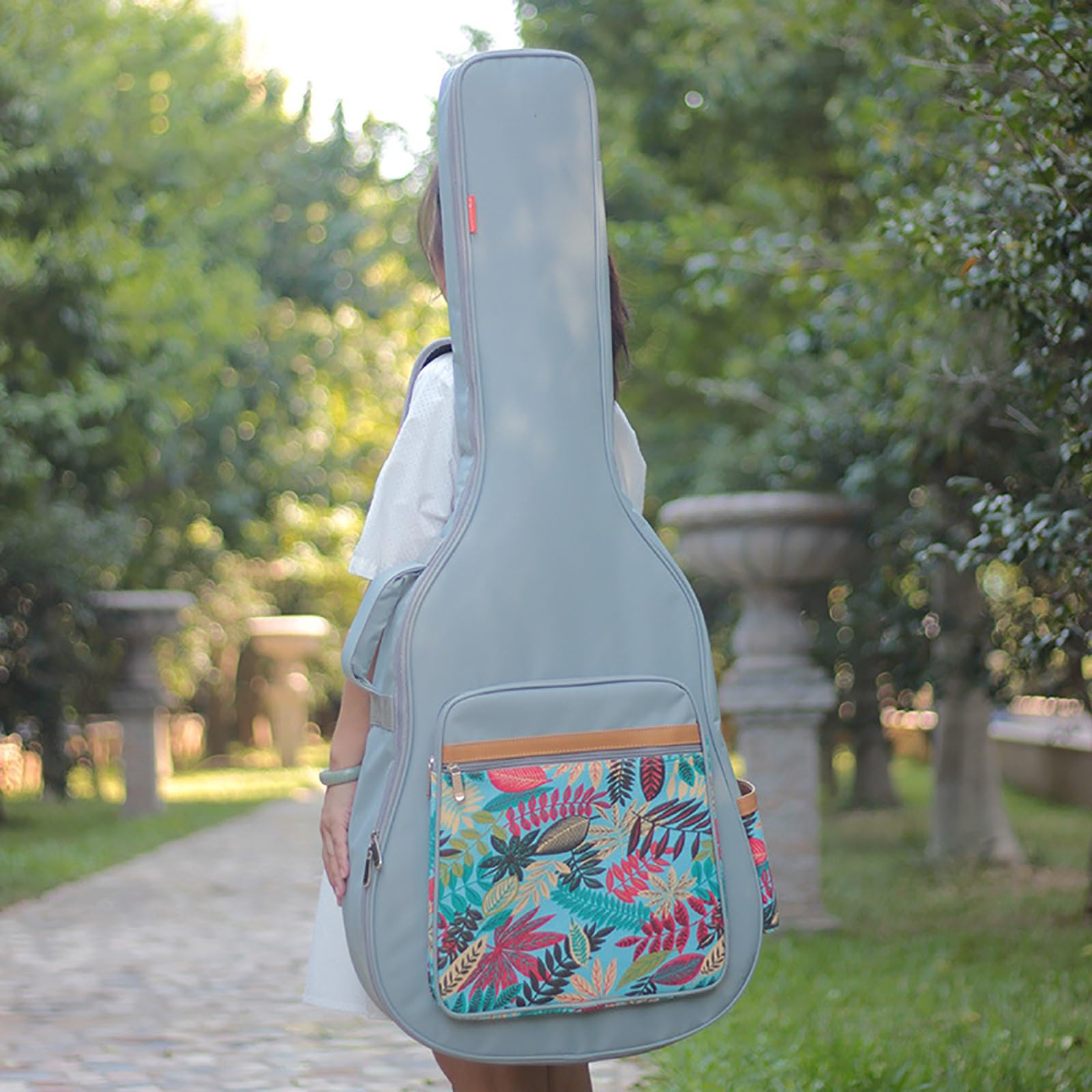 Futerał do przenoszenia gitary pogrubiony 41 cali folkowa torba na gitarę akustyczną, szary, Jeden rozmiar