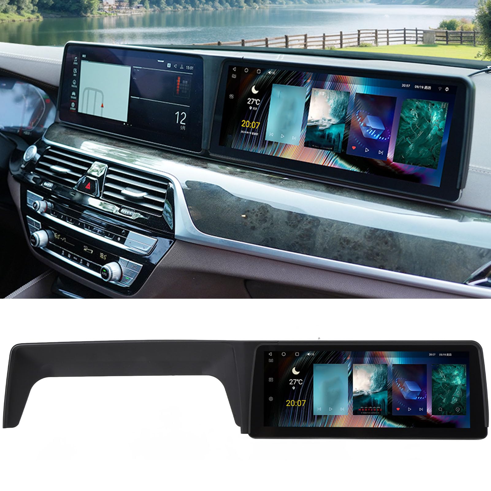 Schermo di intrattenimento per auto Android 13 2K Display da 12,3 pollici WiFi Bluetooth Car Dash Stereo Touchscreen per Serie 5 2021 2022 2023