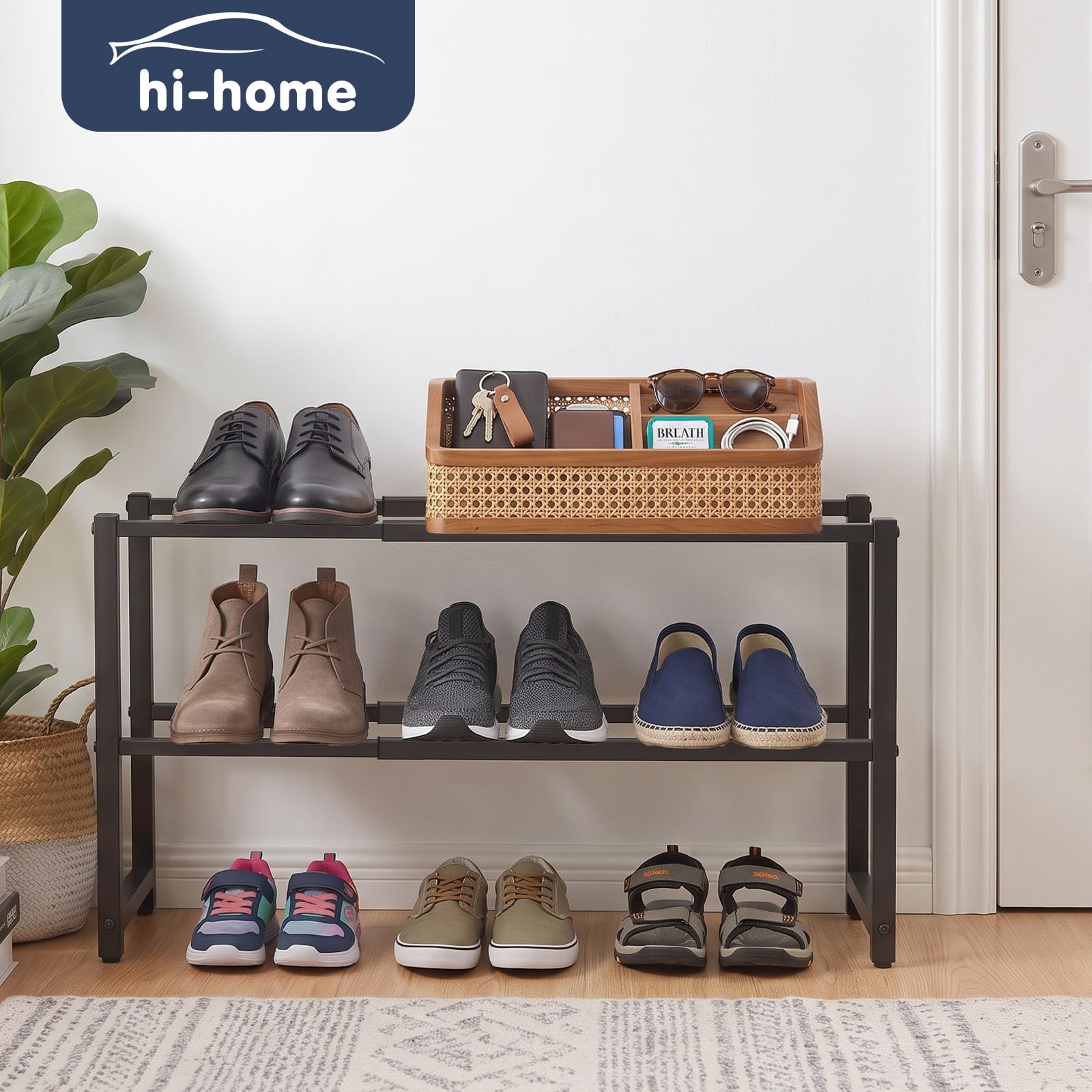 Zapatero de 2 Niveles, Organizador de Almacenamiento de Zapatos de Metal, estantes Extensibles para el hogar, Estante de Almacenamiento de Zapatos para Armario, Dormitorio, Entrada, 70 x 20 x 37 cm