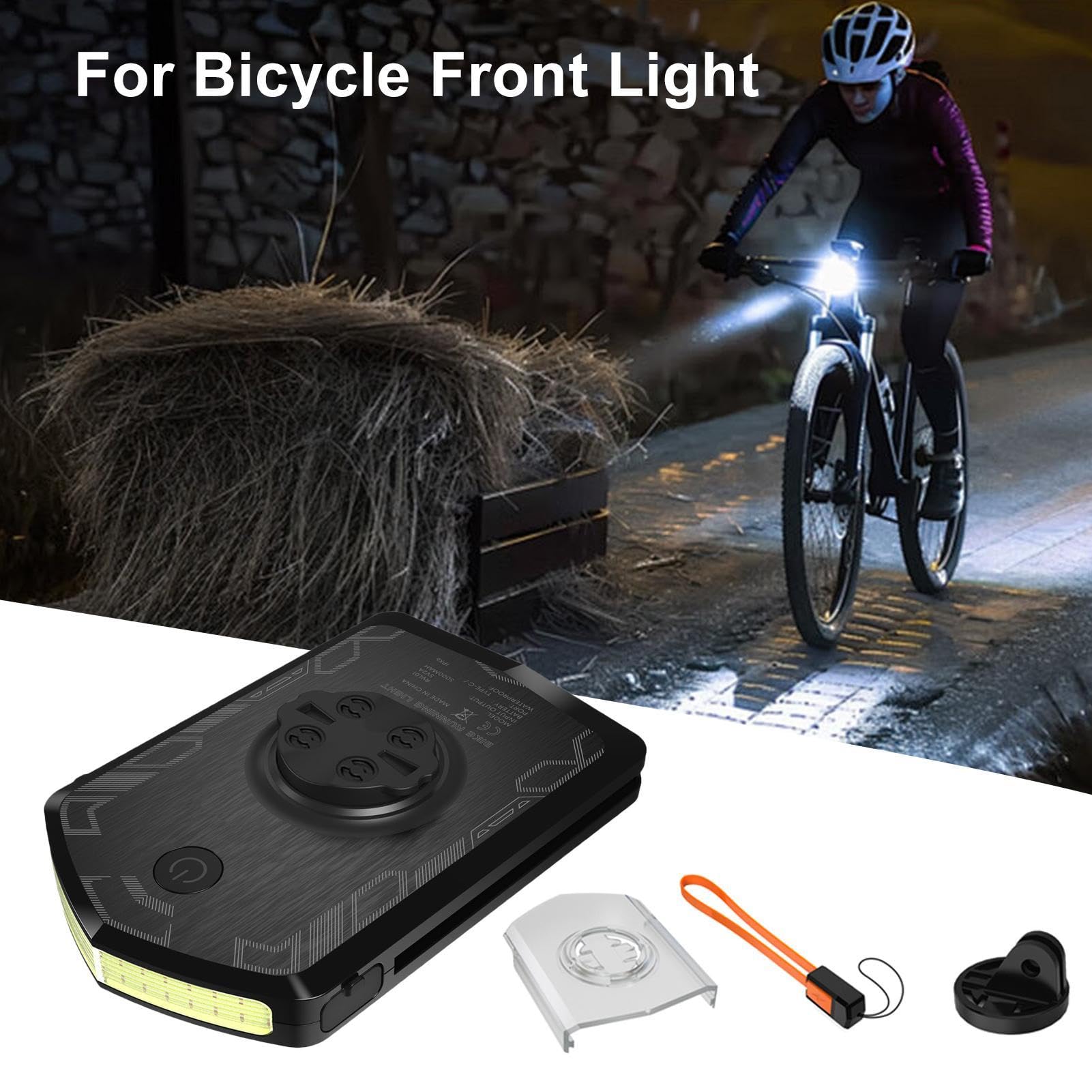 Faro notturno per ciclismo, Lampada impermeabile IPX6, Alta luminosità con | supporto tachimetro, Dispositivo ricaricabile con modalità di avvertimento, Accessorio per bici da 6,1 x 9,5 x 1,9 cm