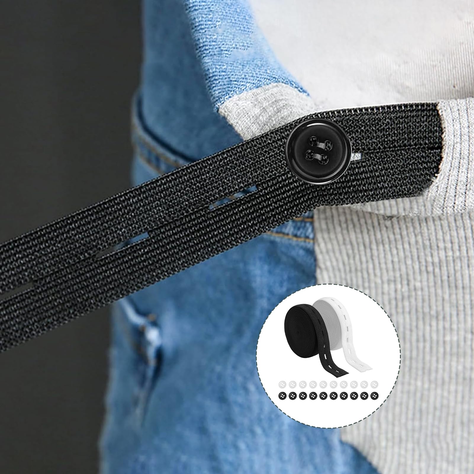 2 Pièce 8M Élastique Couture, Élastique à Boutonnière 15MM Large