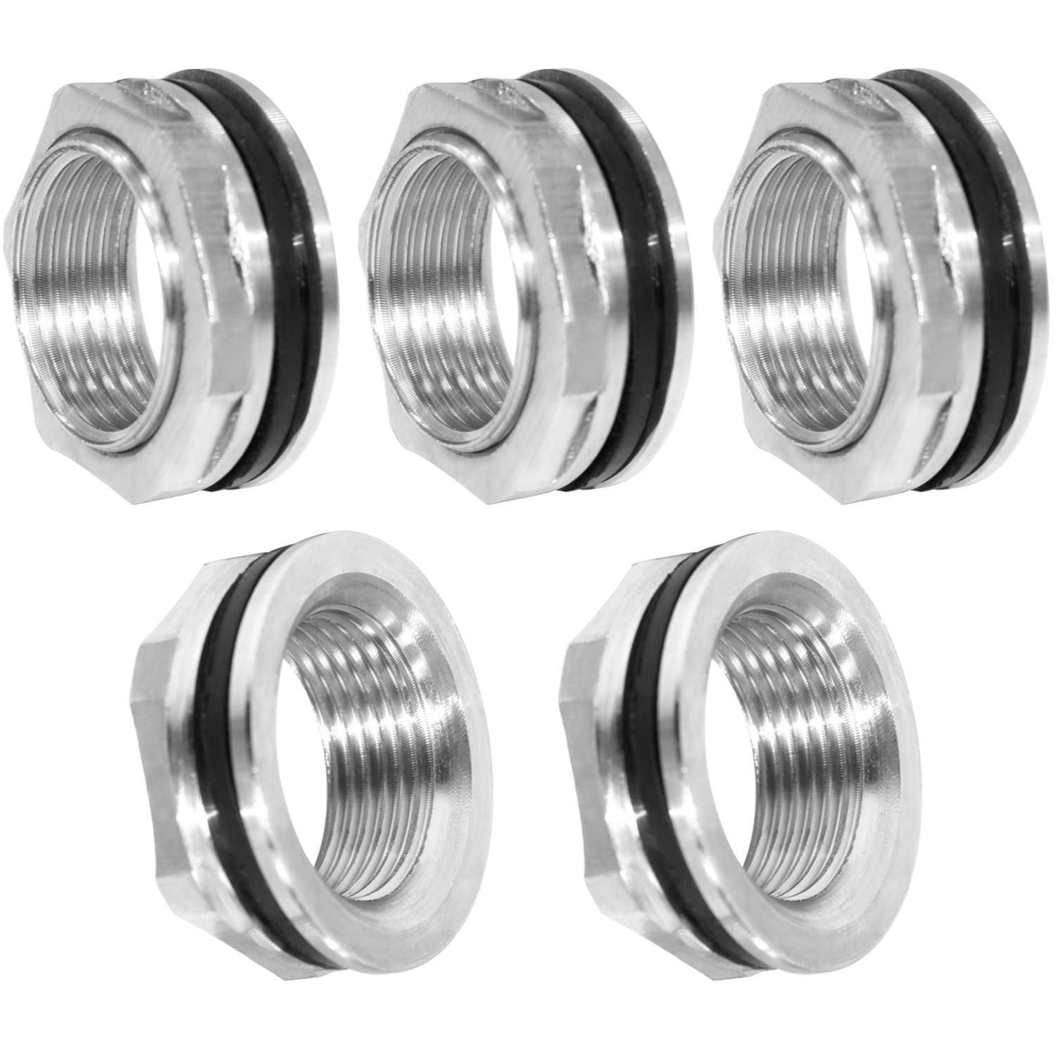 Raccordo per serbatoio dell'acqua in acciaio INOX, 2,5 cm, confezione da 5