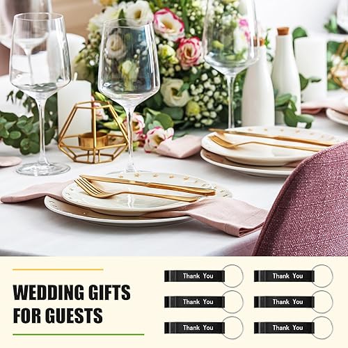 Miniatura 5 de FoldTier 50 llaveros con diseño de agradecimiento para abrebotellas de metal negro a granel, bolsillo de aluminio para bebidas, refrescos, cerveza,