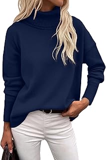 Women's Turtleneck Sweater 2026 Fall Winter Chunky Knitted Pullover High Low Hem Trendy Basic Jumper Top