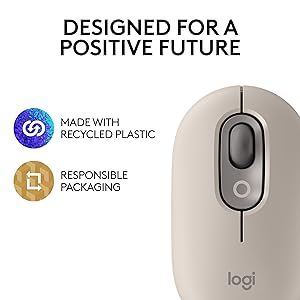 Logitech POP Mouse, Wireless Mouse with Customizable Emojis, SilentTouch Technology, Precision/Speed Scroll, Compact Design, Bluetooth, Multi-Device, OS Compatible - Mist