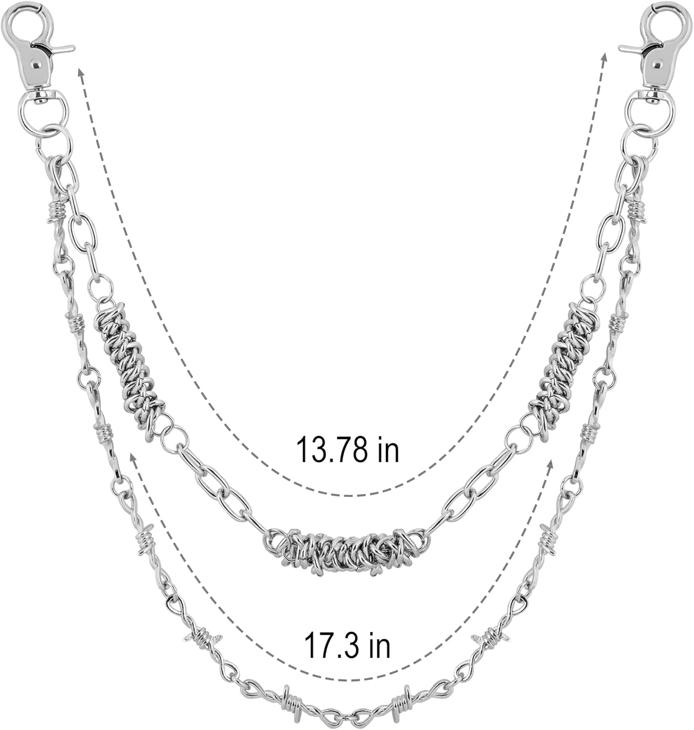 Sacina Goth Punk Layered Barbed Wire Pants Chain, Silver-tone Barbed Wire Wallet Belt Chain, Goth Grunge Emo Punk Accessories, Jewelry Gift for Women - Image 6