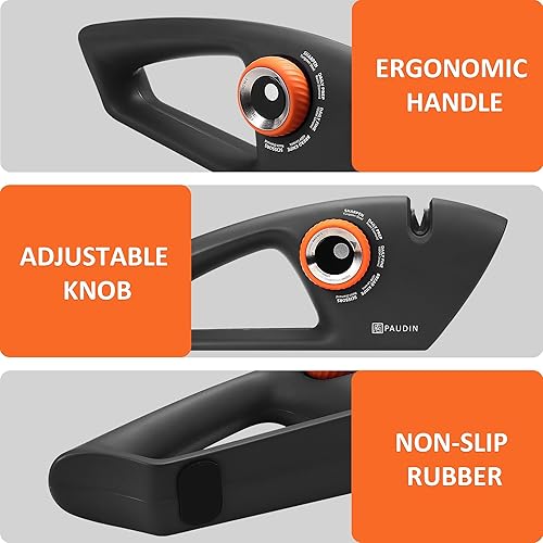 Miniatura 6 de PAUDIN Afilador de cuchillos, afilador de cuchillos de cocina, afiladores de cuchillos de 5 etapas para cuchillos de cocina, bolsillo, cuchillos