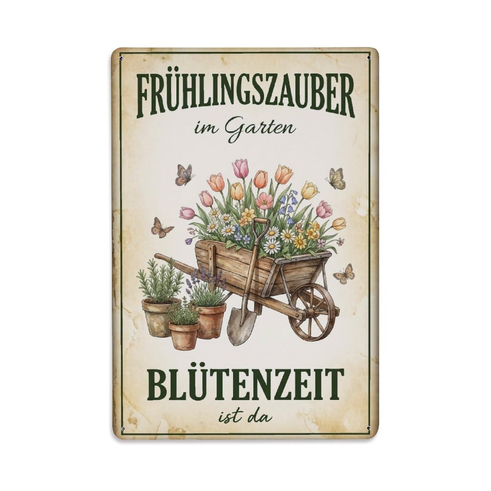 Vintage Funny Garden Spring Magic Rustic Gate Fragrant Metal Tin Sign Plaque Wall Decor for Cafe, Club Bar, Office, Garden Metal Poster 8x12Inch