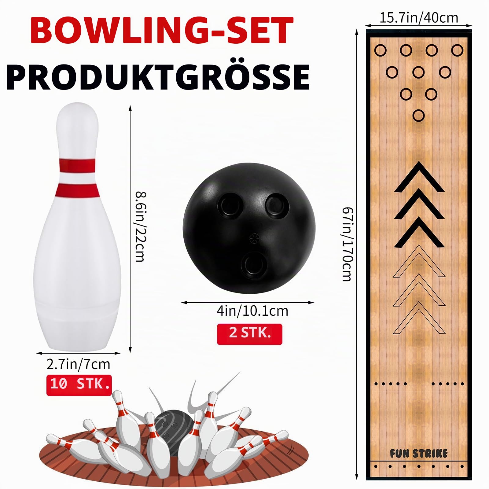 KEAGAN Mini Bowling Set, Full Bowlingbahn Spiele Spielzeug, Indoor Outdoor Home Bowling Set, Bowlingbahn Set mit Bowlingbahn, Bowlingstifte & Ball, Bowlingspiele Set für Sport Interaktion Freizeit