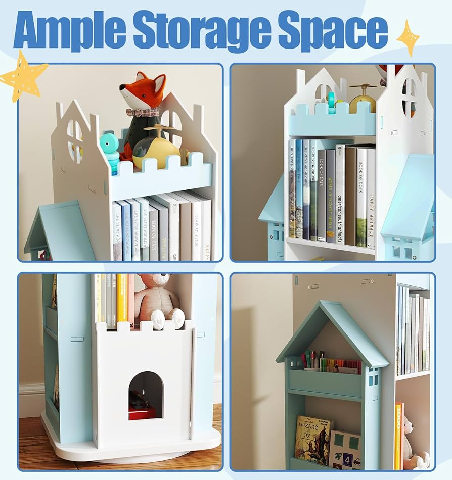 Amazon.com: Suuiwau 360° Rotating Bookshelf Kids,Blue