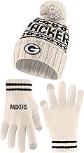 Ultra Game Adults NFL Official Super Soft Cable Knit Winter Beanie Knit Hat with Warm Touch Screen Gloves