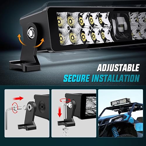 Miniatura 9 de Nilight Barra de luz LED de 14 pulgadas, 21 LED de doble fila, luz combinada de inundación, visión nocturna sin tornillos, luces todoterreno con