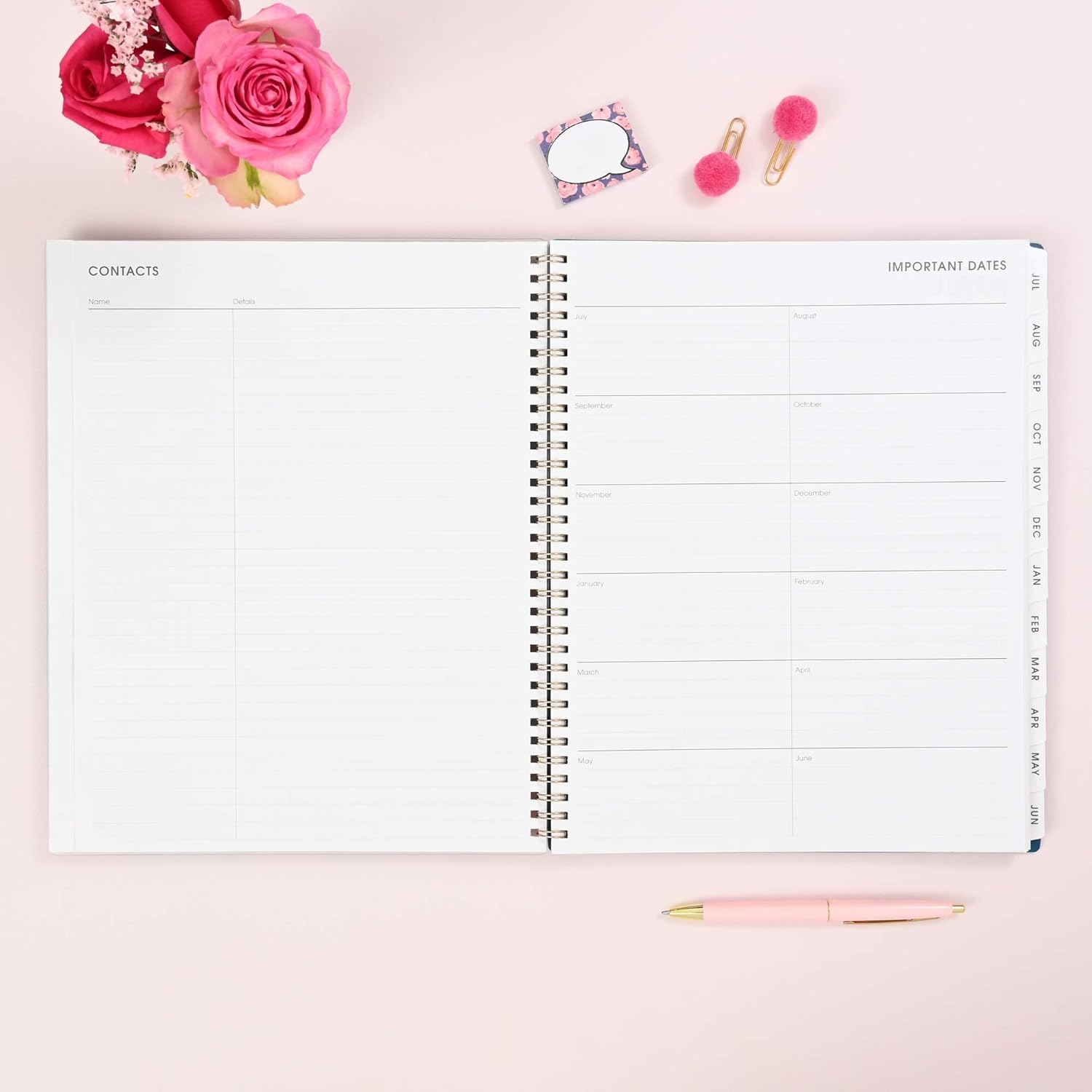 Blue Sky 2021-2022 Academic Year Weekly & Monthly Planner, 8.5" x 11", Frosted Flexible Cover, Wirebound, Roosevelt Pink (128692) : Everything Else