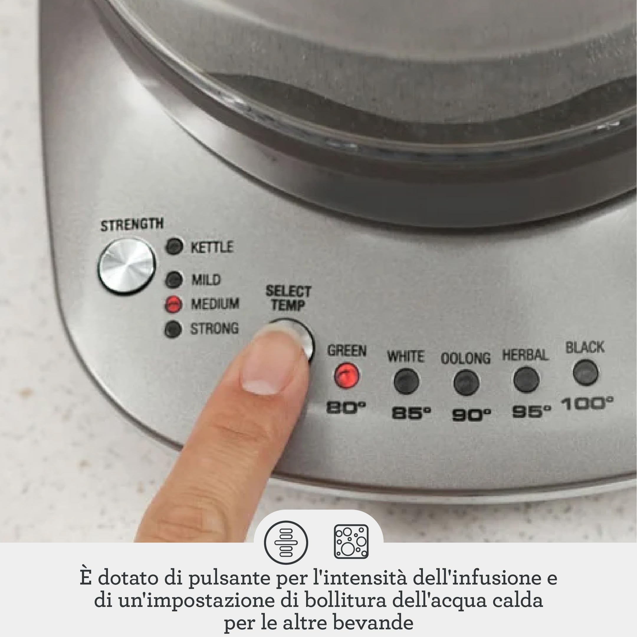 Sage The Tea Maker, Teiera per tutti i tipi di tè, Smoked Hickory | Cestello Automatizzato, 5 Impostazioni per Tipo di Tè, Mantieni in Caldo 60 Min; 4 Tazze e Forza di Infusione Regolabile