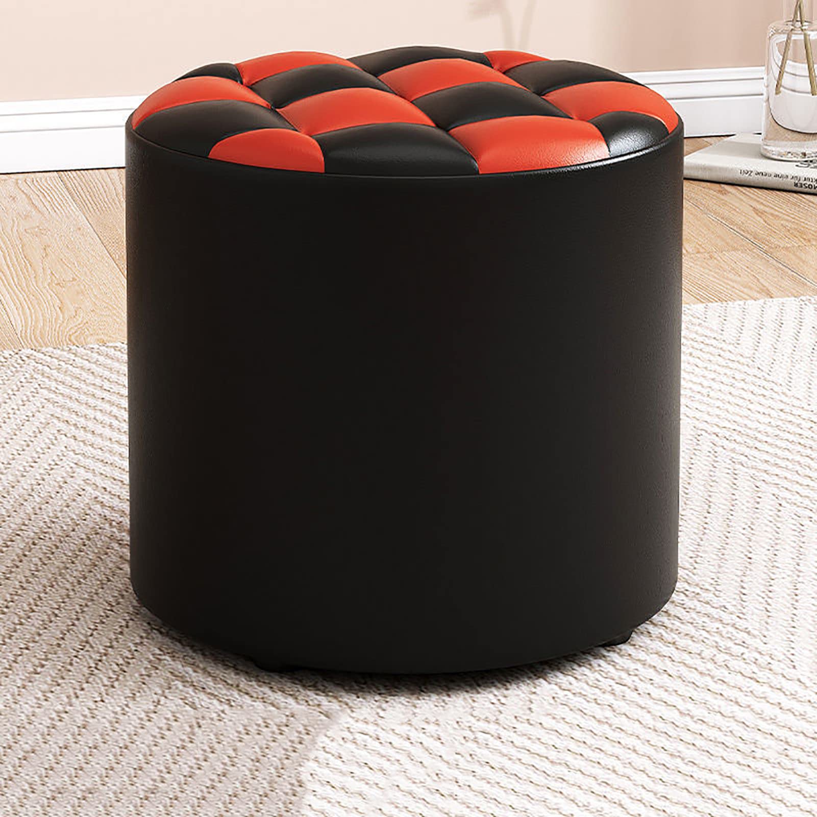 Tabouret de Vanitè Rembourrè Ottoman Rond Capitonnè Siège d'Appoint Confortable Salon