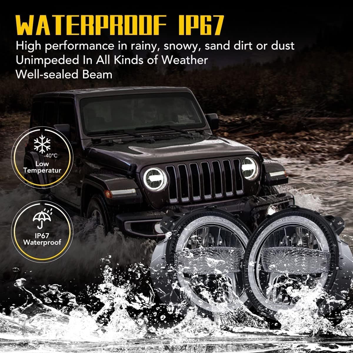 Z-OFFROAD DOT Approved 9 Inch LED Headlights w/White Halo DRL Compatible with Jeep Wrangler JL 2018-2022 Jeep Gladiator JT Hi/Lo Beam Adjustable Headlamp Replacement