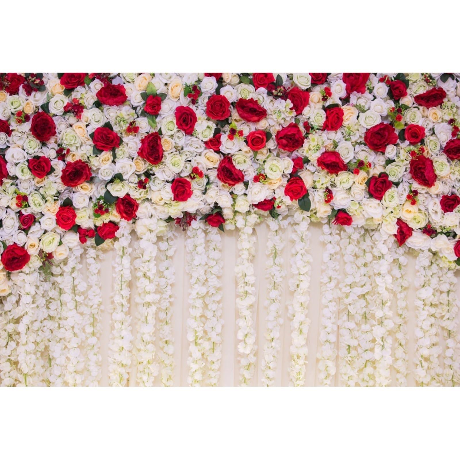 YongFoto 4,5x3m Vinyl Foto Hintergrund Hochzeitshintergrund Rosen Blumen Vorhang Schöne Blumenwand Fotografie Hintergrund Valentinstag Hochzeit Partydekoration Fotostudio Hintergründe Foto
