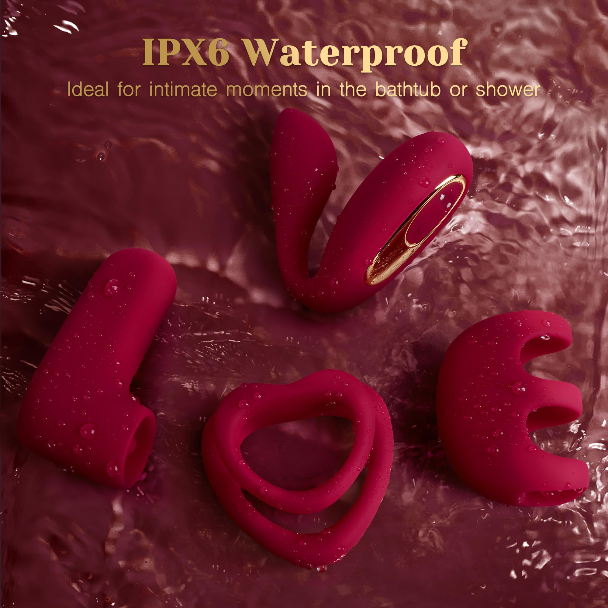 Tracy's Dog Vibrator Kit for Couples, Removable Vibrating Bullet with 3 Silicone Attachments (Cock Ring, Wearable Panty, Butt Plug Sleeve) — Remote Control Adult Sex Toys for Women & Partner Play: Red