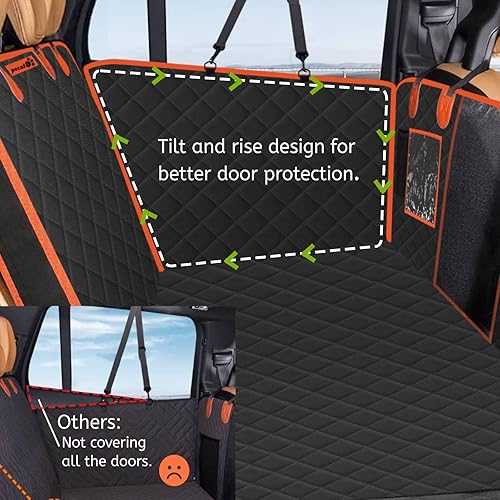 Miniatura 6 de Pecute Extensor de asiento de automóvil para perros, protector de asiento trasero para perros grandes, hamaca plegable para perro, parte inferior