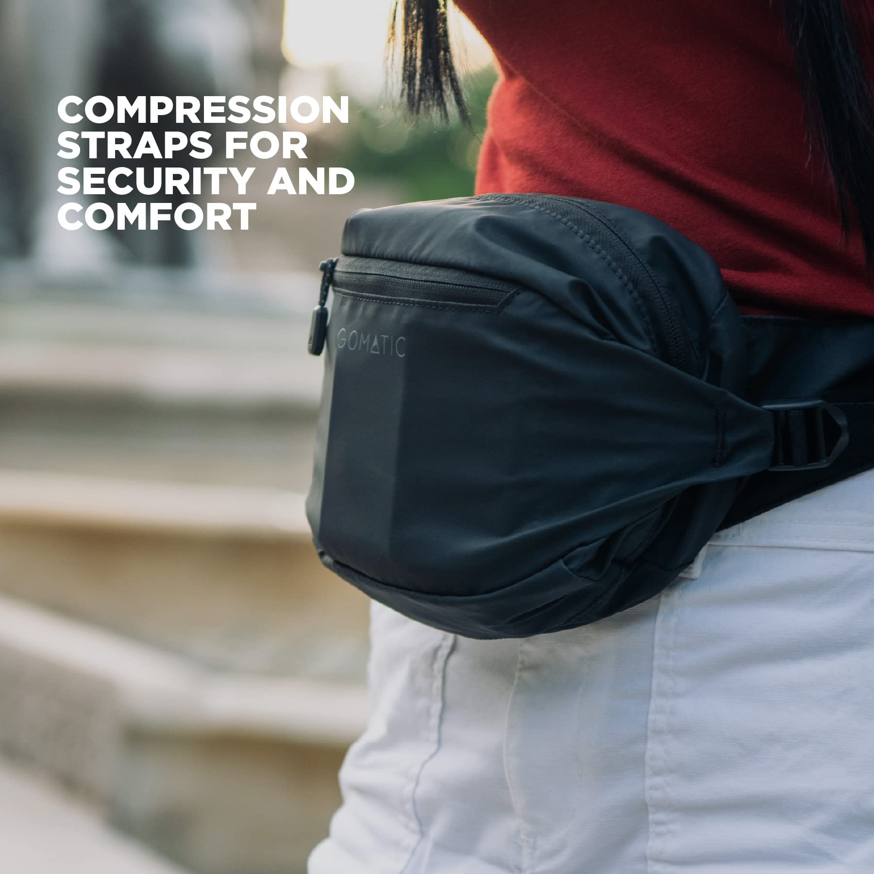 Gomatic Bolsa Bandolera Plegable Navigator 3L – Riñonera Unisex, Compacta y Resistente al Agua, Ideal para el Día a Día, Viajes, Senderismo – Bolsa Crossbody con Múltiples Bolsillos – Negra