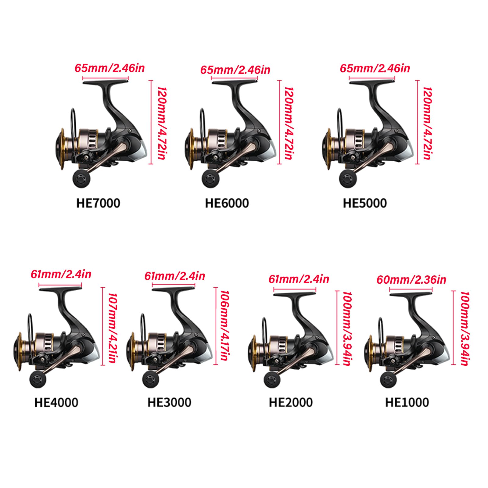 Mulinello 22LBs Drag HE1000-7000 - Mulinello professionale per pesca alla carpa, rapporto di trasmissione 5, 2:1, pesca Sea Tackle