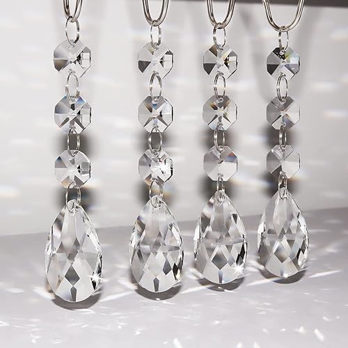 Miniatura 2 de Ganchos para cortina de ducha, anillos para baño, 12 piezas de cuentas de cristal de piedras preciosas de acero inoxidable resistentes a la