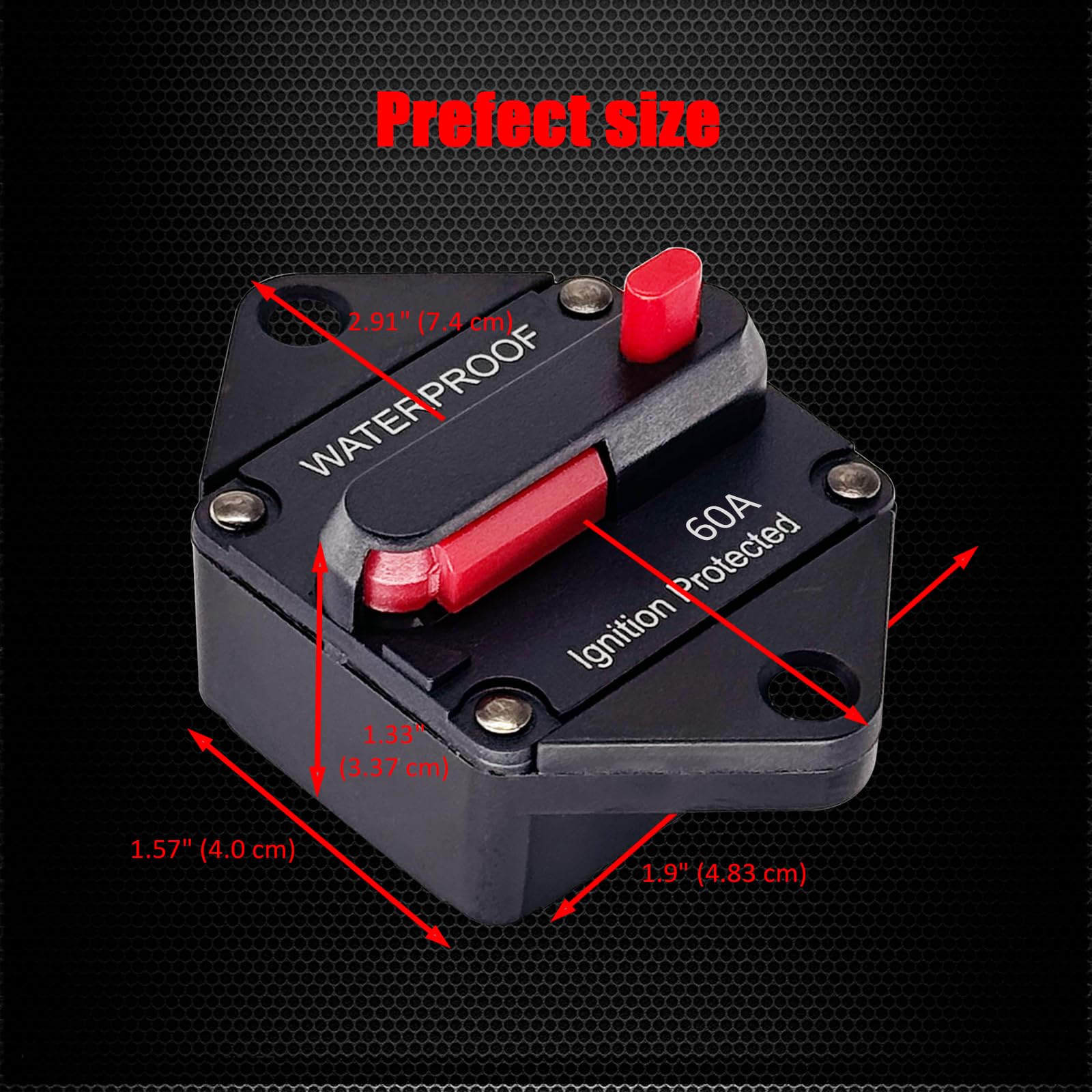 Interruttore automatico 60A, Ampper Panel Mount DC 12V-48V impermeabile interruttore termico fusibile con reset manuale/On-Off per barca Trolling Motor Auto Audio Solar e altro ancora