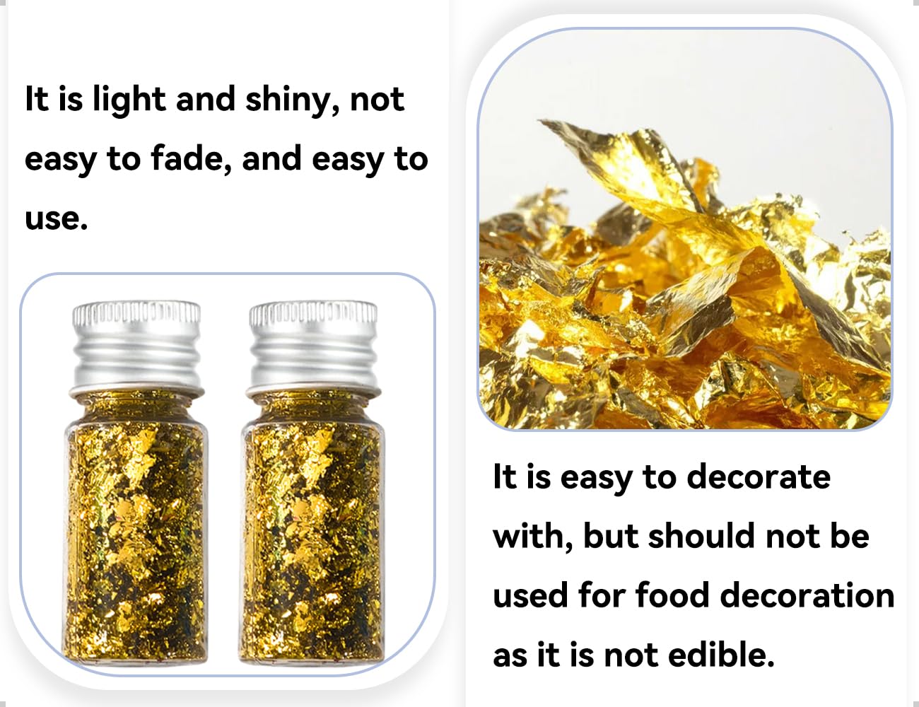 3 botellas de pan de oro,hojuelas de pan de oro no comestibles,papel de aluminio decorativo,ideal para el hogar,pintura,decoración de uñas,manualidades,esculturas y fundas de teléfono DIY