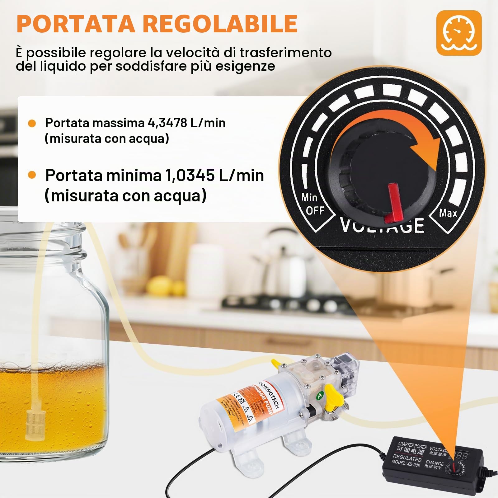 YUCHENGTECH Pompa Travaso Vino 12V Pompa Elettrica per il Trasferimento del Vino con Controllo del Flusso e Avvio-Arresto Automatico Include Pistola di Riempimento Liquido, Tubo da 4 m e 2 Filtri