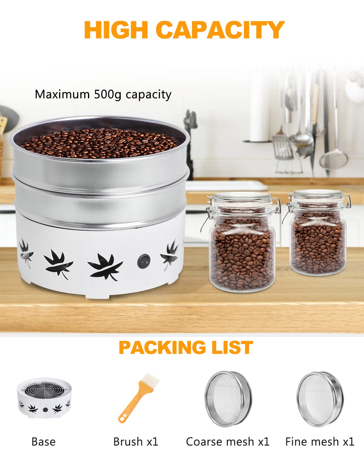 YUCHENGTECH Refroidisseur de Grains de café 500g Refroidisseur de torréfaction de Grains de café électrique Refroidisseur de Grains de café à la Maison avec Filtre à Double Couche 220V