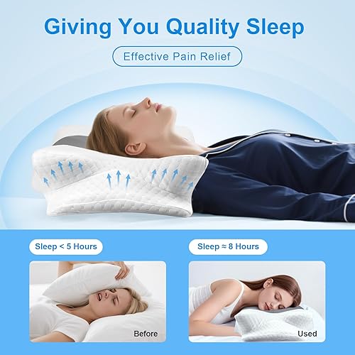 Miniatura 5 de Dreamers Relief Pillow - Almohada cervical para aliviar el dolor de cuello, almohada ergonómica de espuma viscoelástica, almohada para dormir de