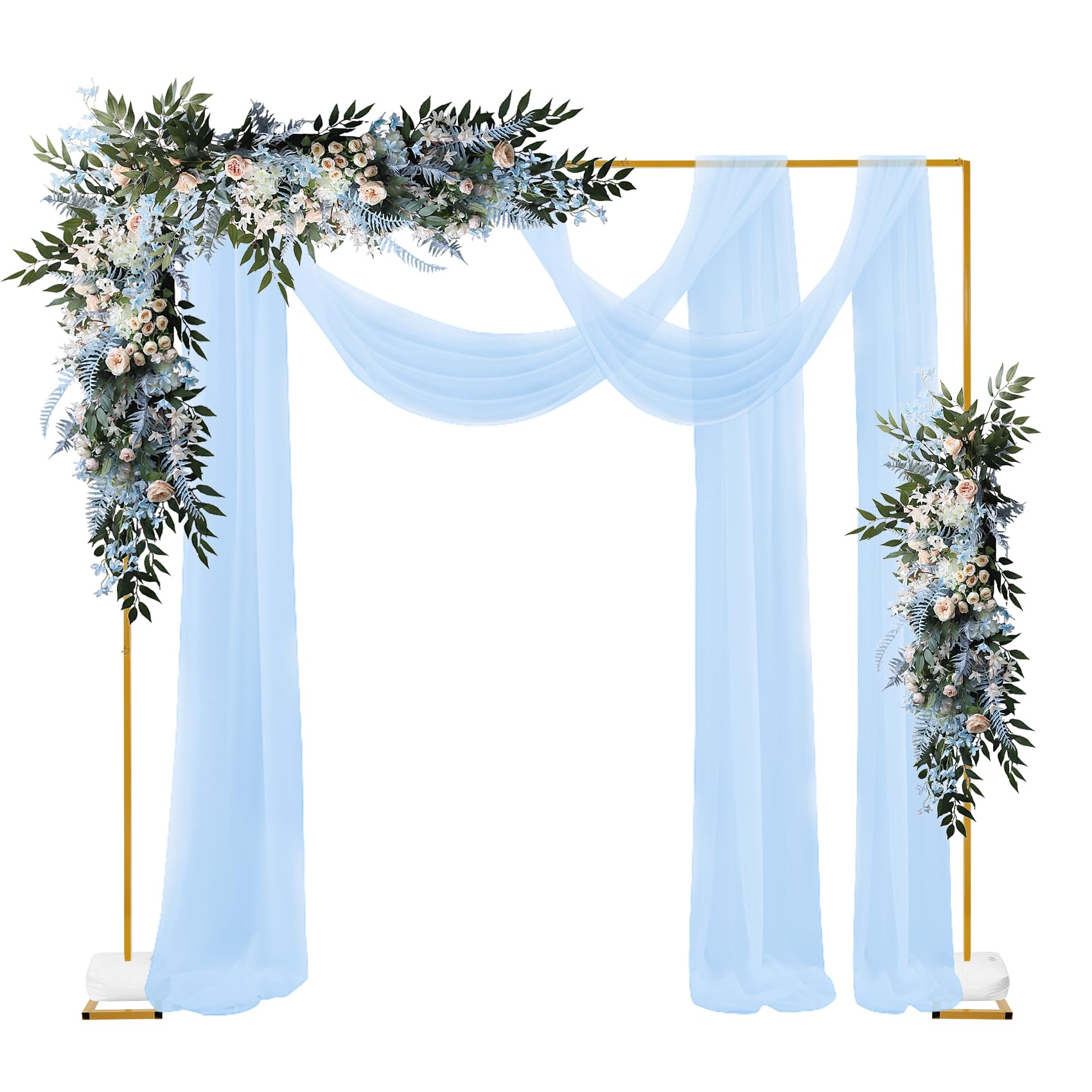 SANLIKE 8.2FT x 8.2FT Wedding Arch Backdrop Stand with 2 Water Bags, Square Metal Arch Stand, Heavy Duty Backdrop Stand for Anniversary Birthday Party Bridal Shower Decoration Indoor Outdoor Decor