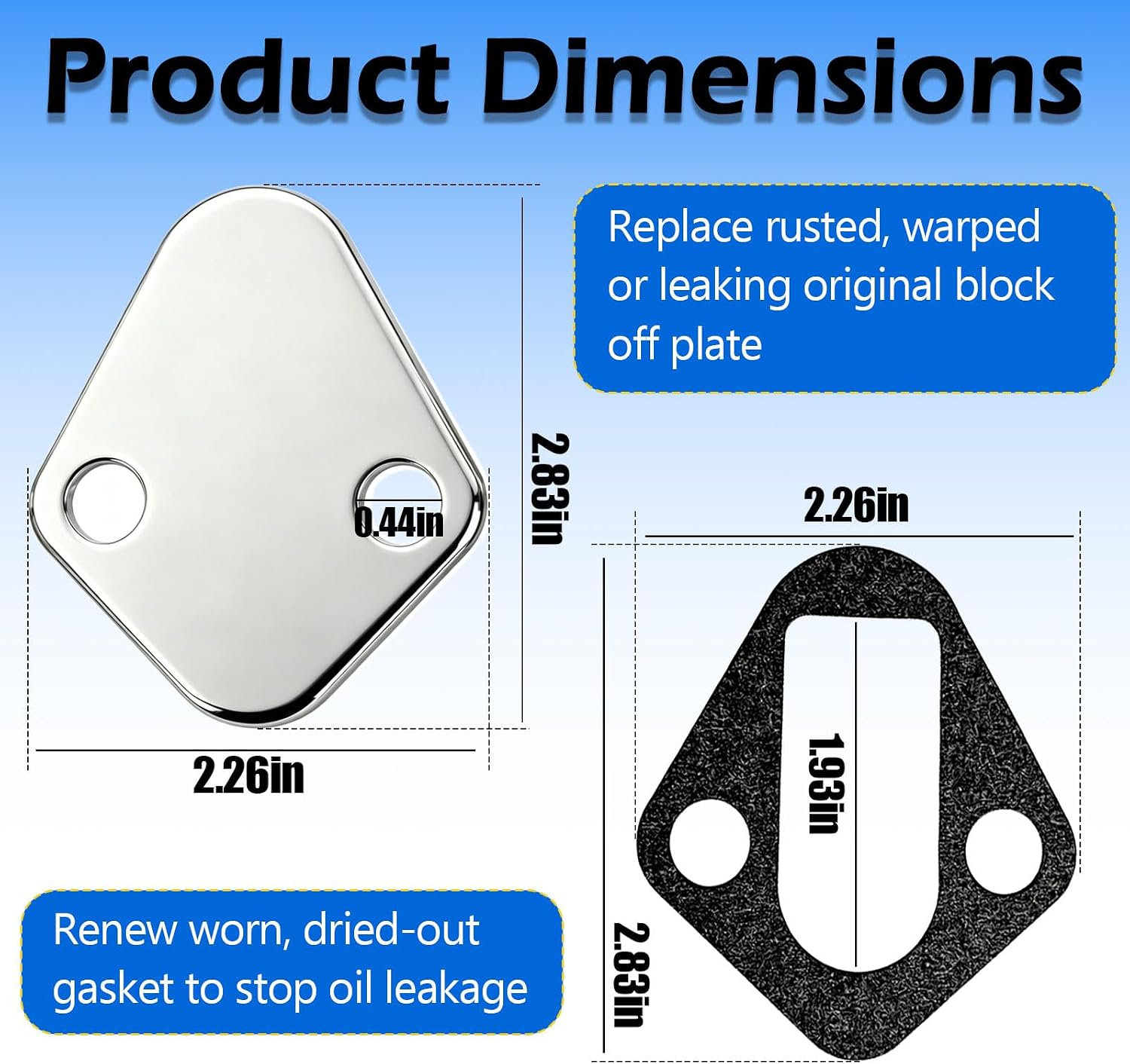 Chrome Steel Fuel Pump Block Off Plate 2058 - Compatible with Ford 302 Fuel Pump Block off Plate,289,260,351W Engines, Small Block Ford Fuel Pump Blockk