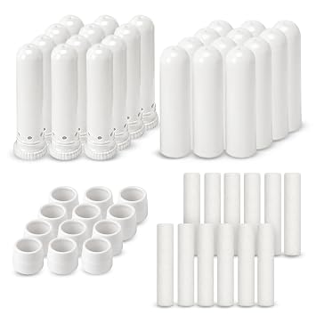 Wild Essentials Essential Oil Inhaler Tubes, 12 Pack Aromatherapy Inhaler Sticks with Wicks, Portable Nasal Diffuser Containers, Thick Medical Grade Plastic, Made in USA Travel Scent Stick Kit