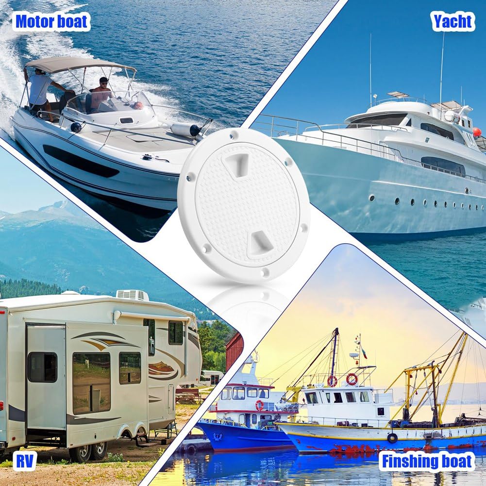 Xztrdi Trappe d'inspection ronde antidérapante pour bateau, blanc