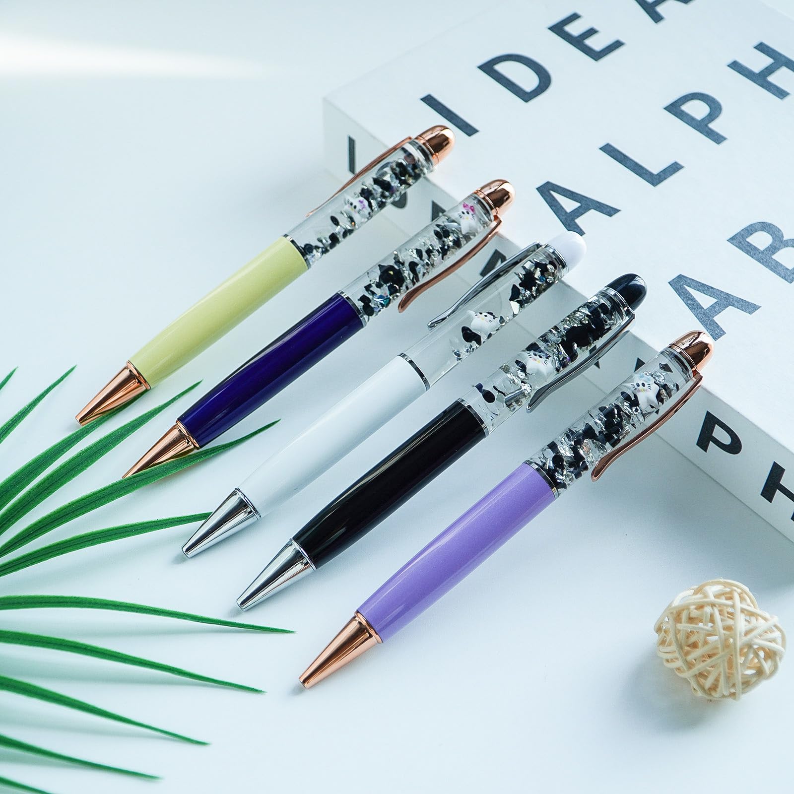 Sikyby Star Cat Cute 3D Floater Liquid Writing Journaling Office Pen Unique Gifts Set of 5 Pens - Image 2