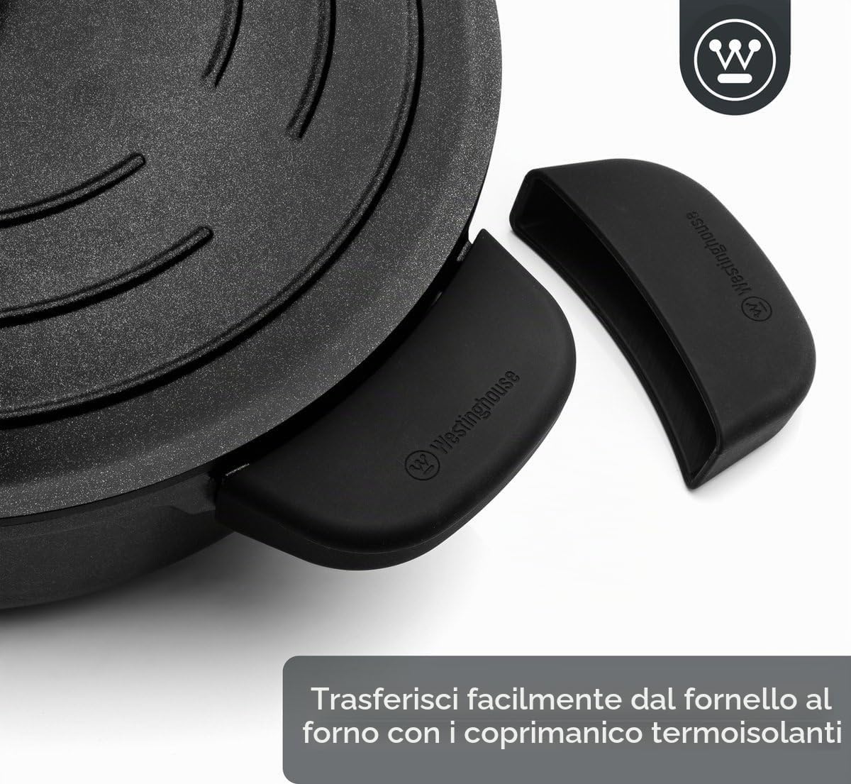 Westinghouse Performance Series Tegame Induzione - Padelle Antiaderente 32cm - Alluminio Pressofuso - Adatto a Tutti i Tipi di Fornelli e Forno - con Manico Morbido al Tatto Acciaio Inox - Nero